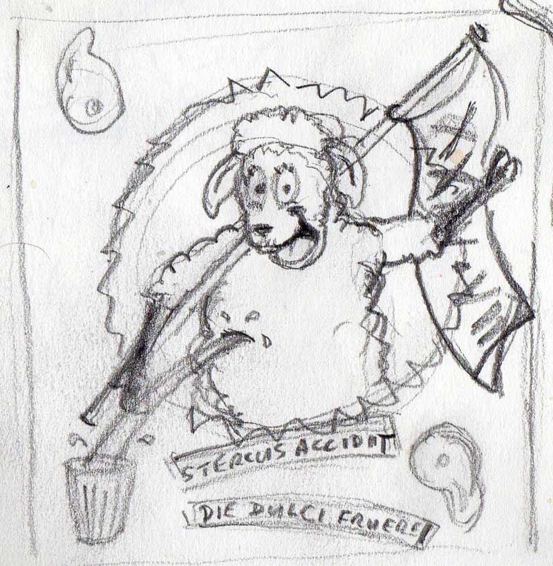 Sheep painting sketch. Pencil drawing. Michael Croft.