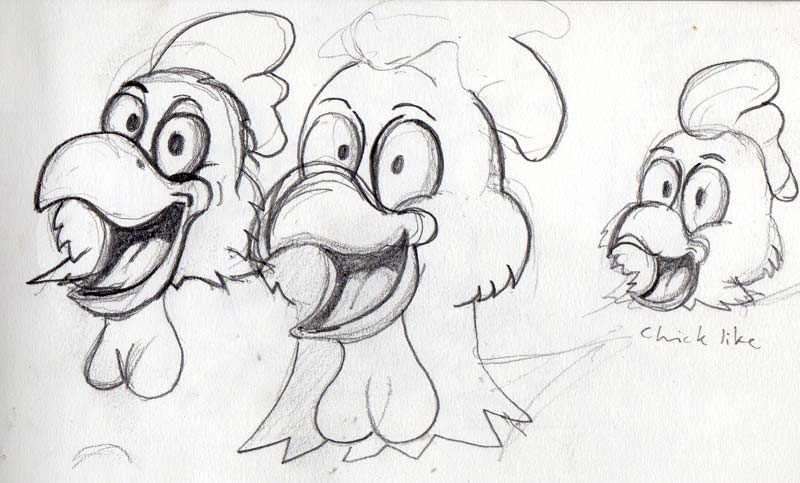 Chicken head drawing. Michael Croft.