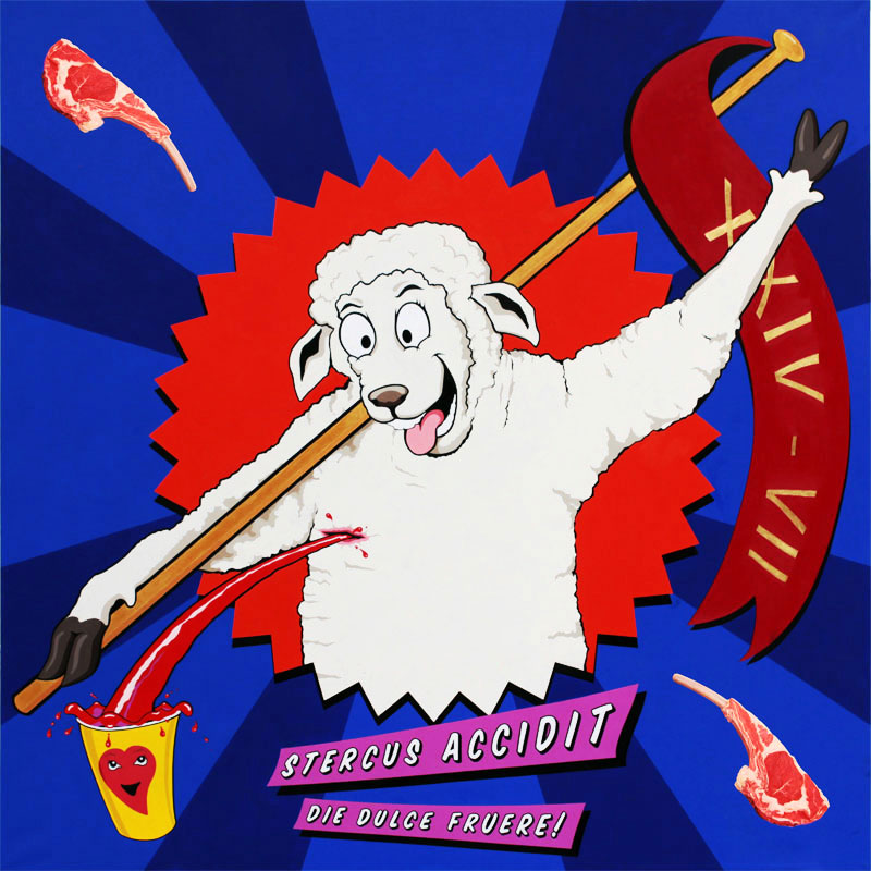 Michael Croft  | Hackney FARM  | Love Meat | Sheep painting.  / art /. Stercus accidit. Die dulce fruere!