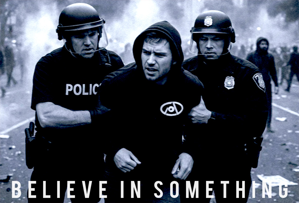 ISONERV | GOD | Streetwear | Artist |man arrested at riot wearing GOD hoodie