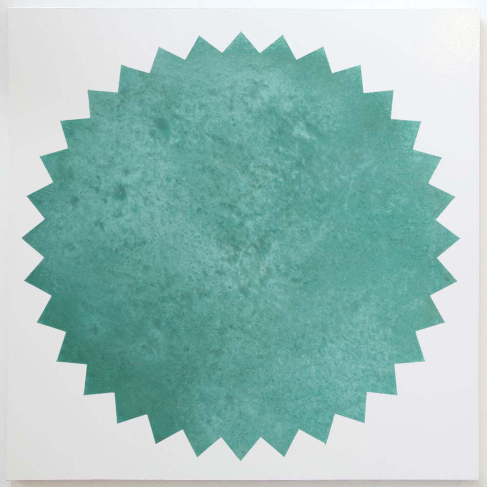 LIBERTY. Bronze patina (copper carbonate), enamel on canvas. 2015. 150x150cm. Michael Croft. Painting. /art/