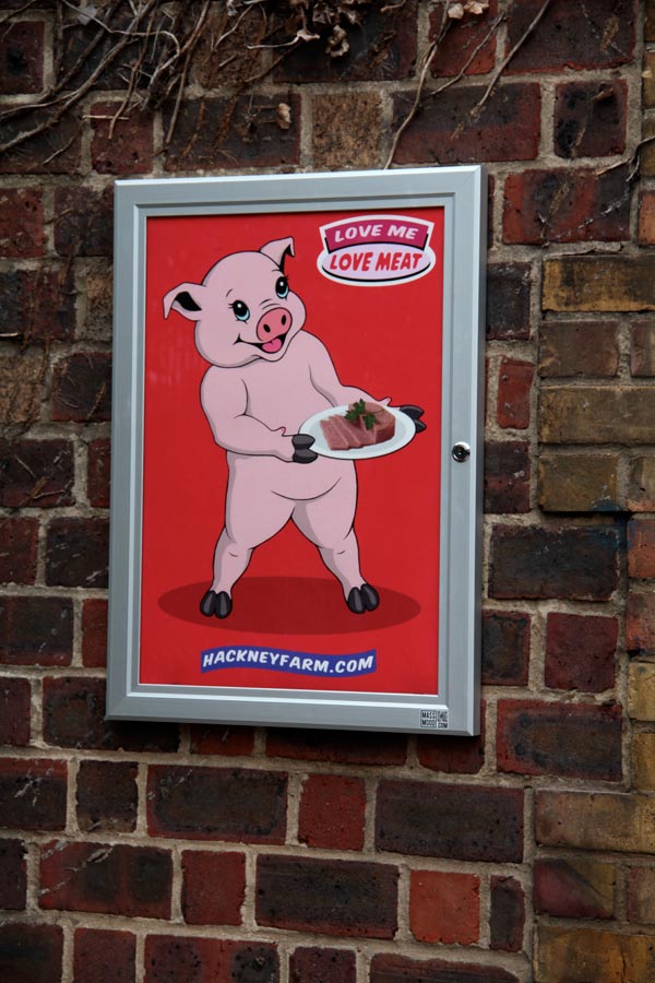 Love me. Love Meat. Hackney Farm Poster. Michael Croft. Artist.