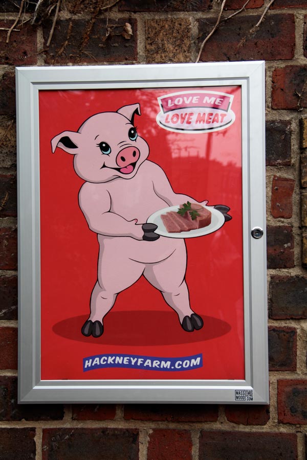 Love me. Love Meat. Hackney Farm Poster. Michael Croft. Artist.