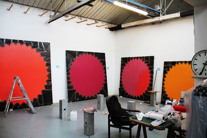 SUPERSTAR in progress. Oil paint underpainting. Michael Croft Studio.