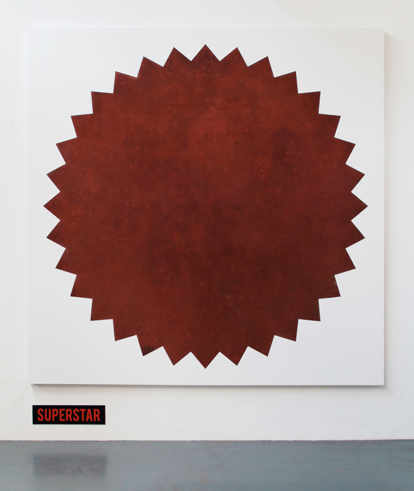 SUPERSTAR. Iron oxide, oil, enamel on canvas. 2015. 150x150cm. Michael Croft. Painting. /art/
